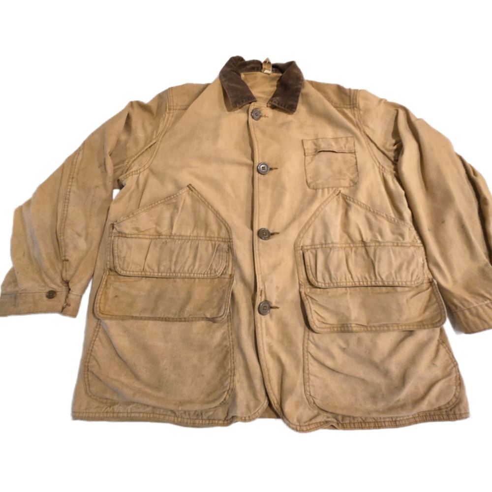 VINTAGE 1940s FIELD MASTER Sears CANVAS DUCK HUNTING JACKET Chore Coat XL